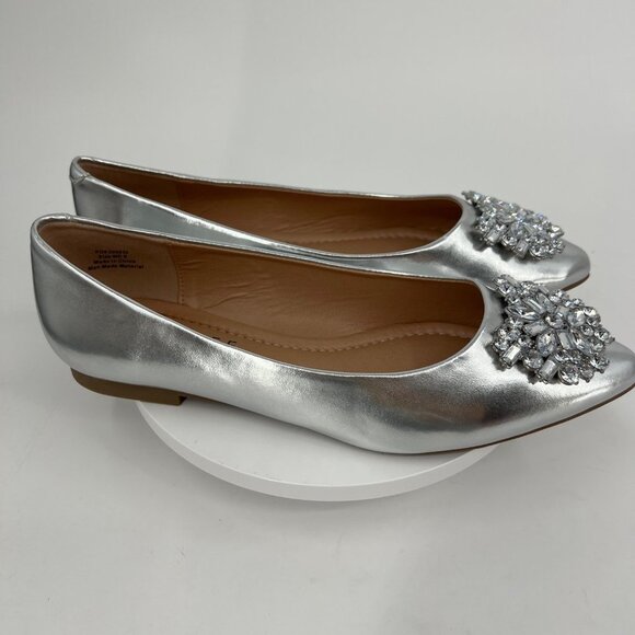 Journee Collection Renzo Ballet Flats in Silver Size 8W MSRP $90 - Picture 7 of 16